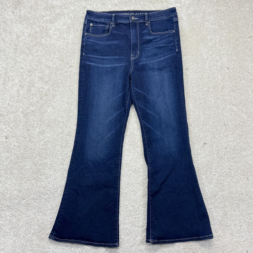 American Eagle Outfitters Highest Rise Flare Jeans Womens 12 X-Short Dark Denim